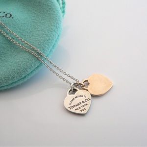Authentic Tiffany and Co Double heart necklace in rose gold with heart engraving